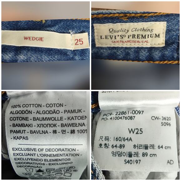 Levi's Premium Wedgie Icon Fit High Waist Jeans In Athens Shut It Size 25 - Picture 15 of 16